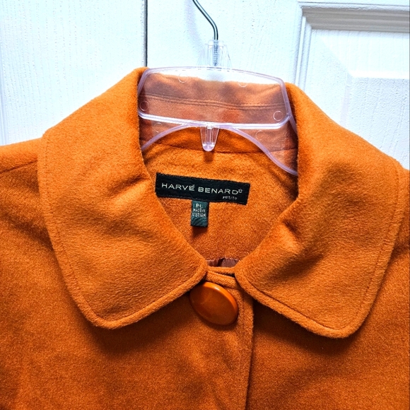 Harvé Bernard Petite Vintage Wool Burnt Orange Women's One Button Coat Jacket PL - Picture 2 of 7